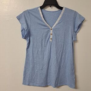Womens V Neck T Shirt Summer Sleeve Blouse Size M‎